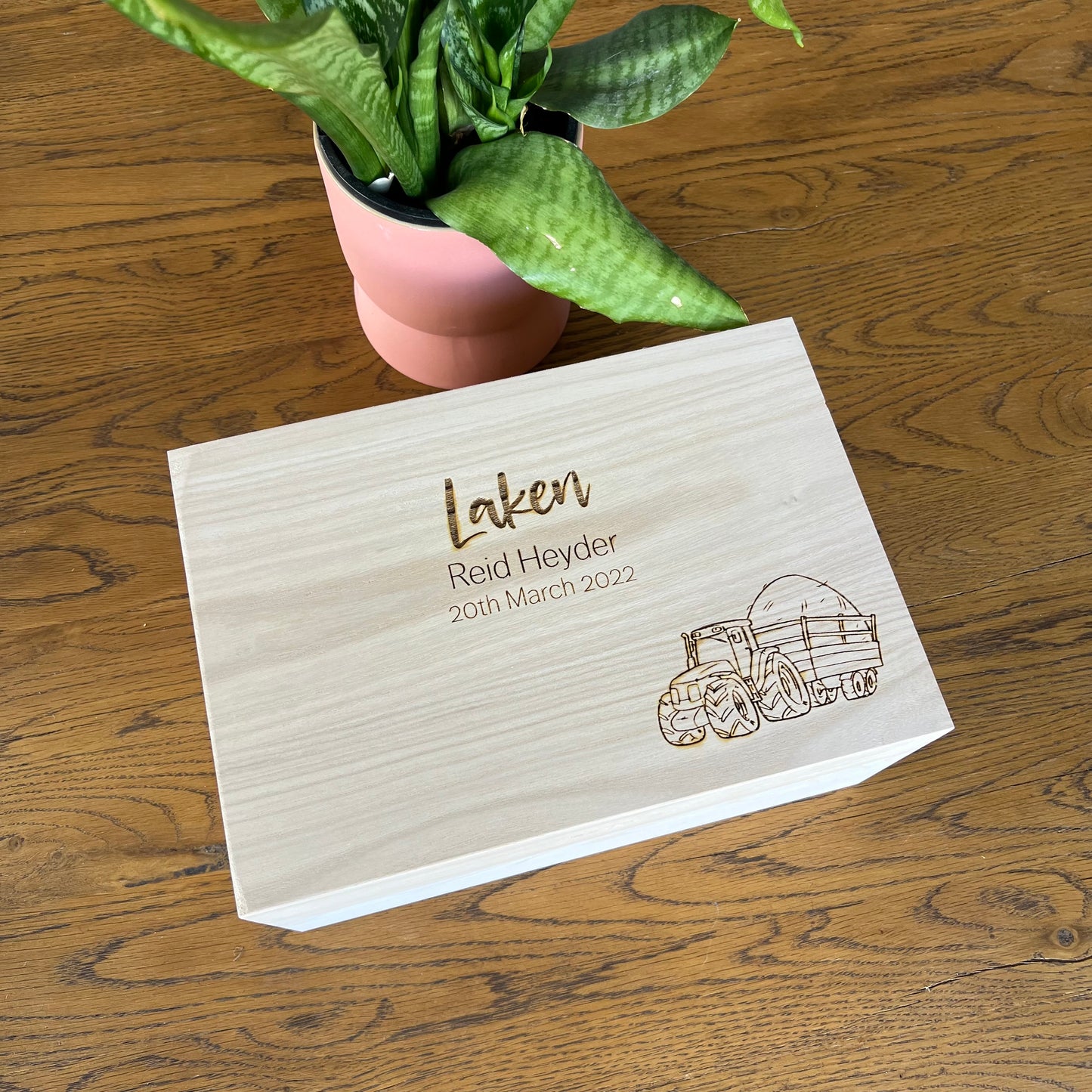 The Tractor birth details keepsake box