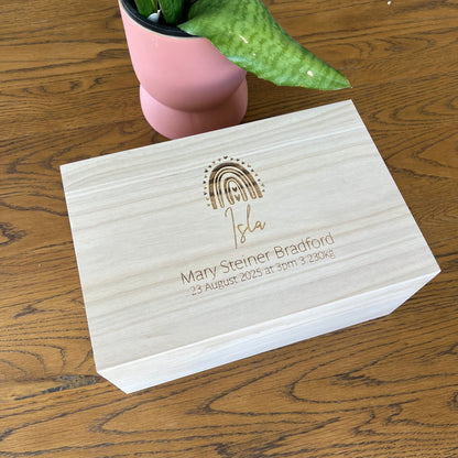 The Rainbow birth details keepsake box