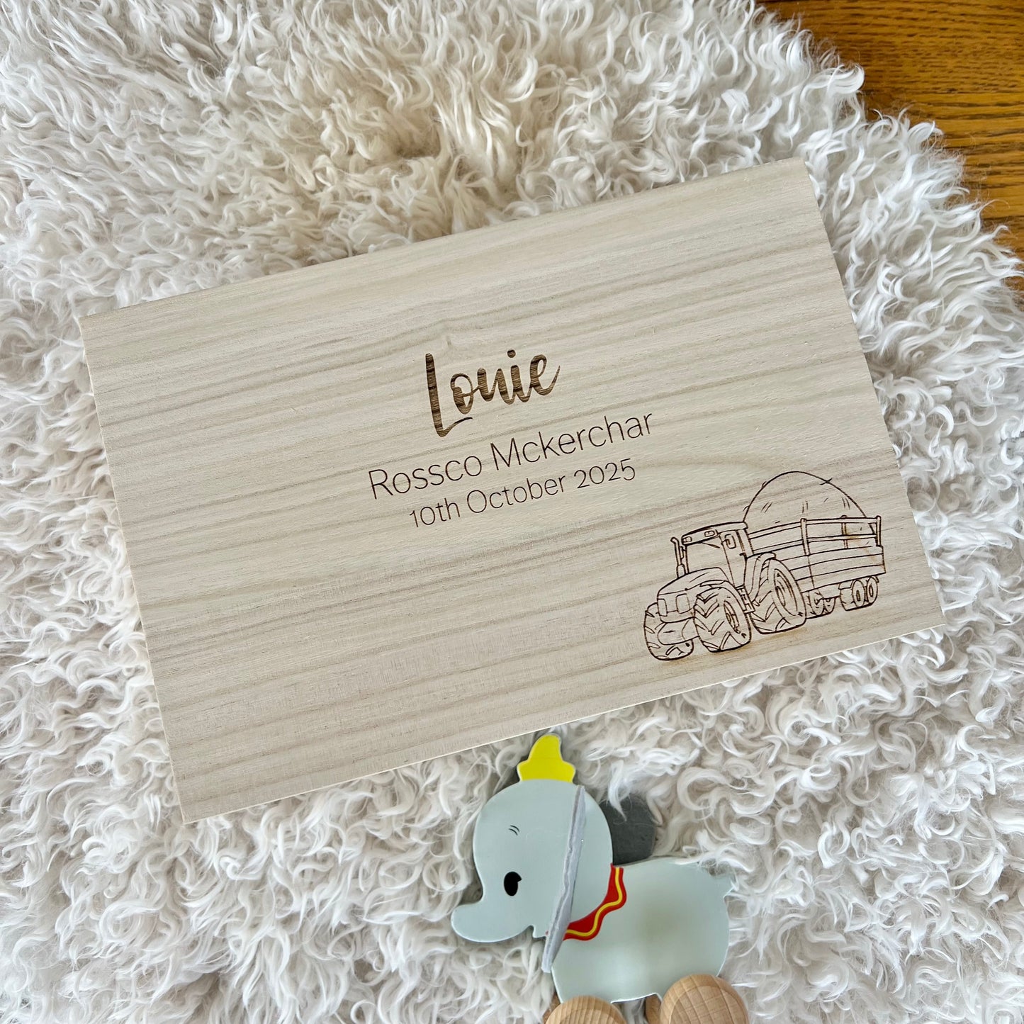 The Tractor birth details keepsake box