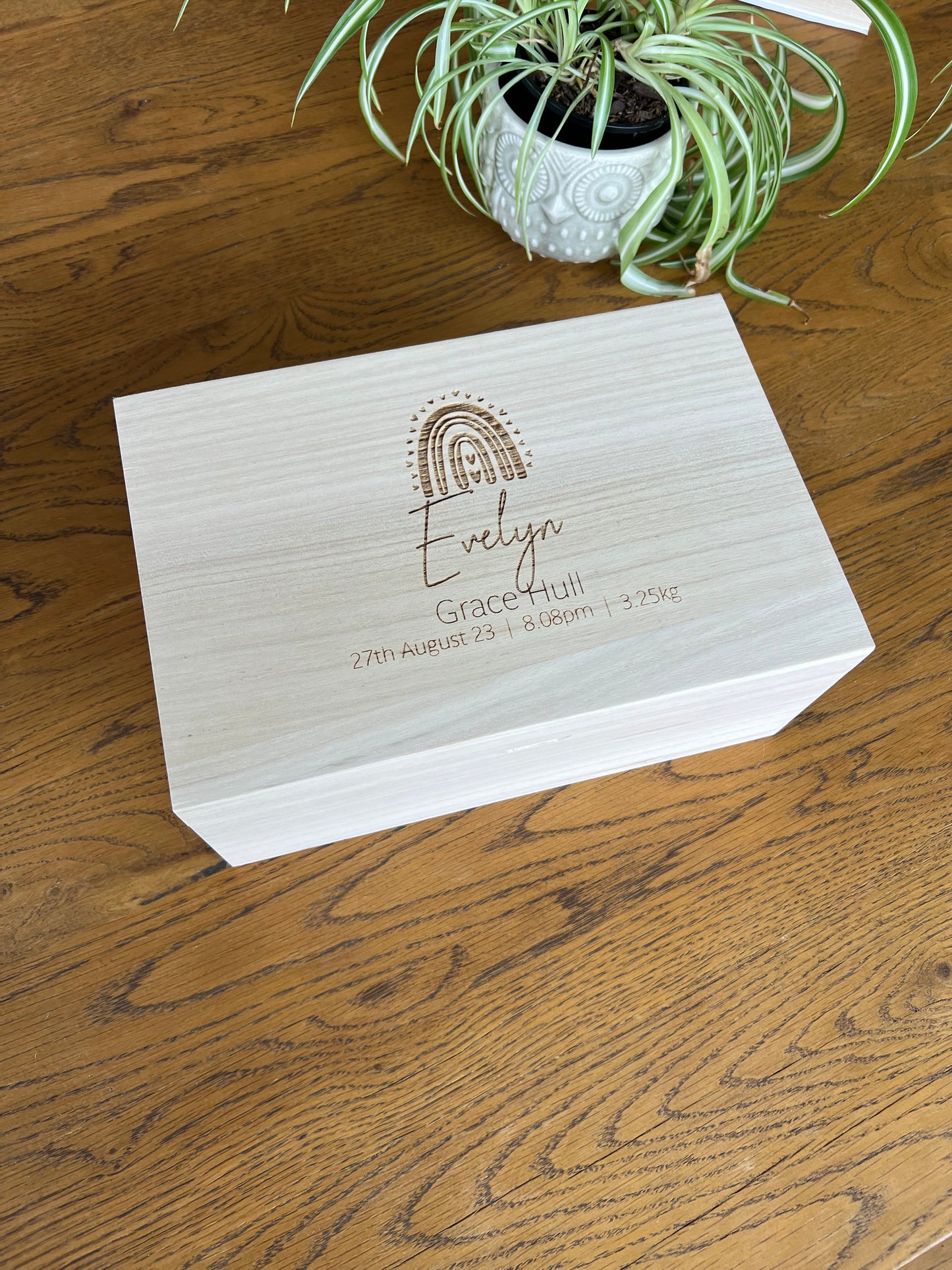 The Rainbow birth details keepsake box