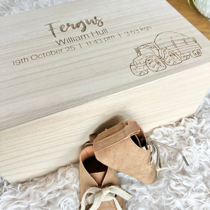 The Tractor birth details keepsake box