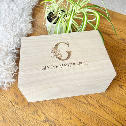Monogram birth details keepsake box