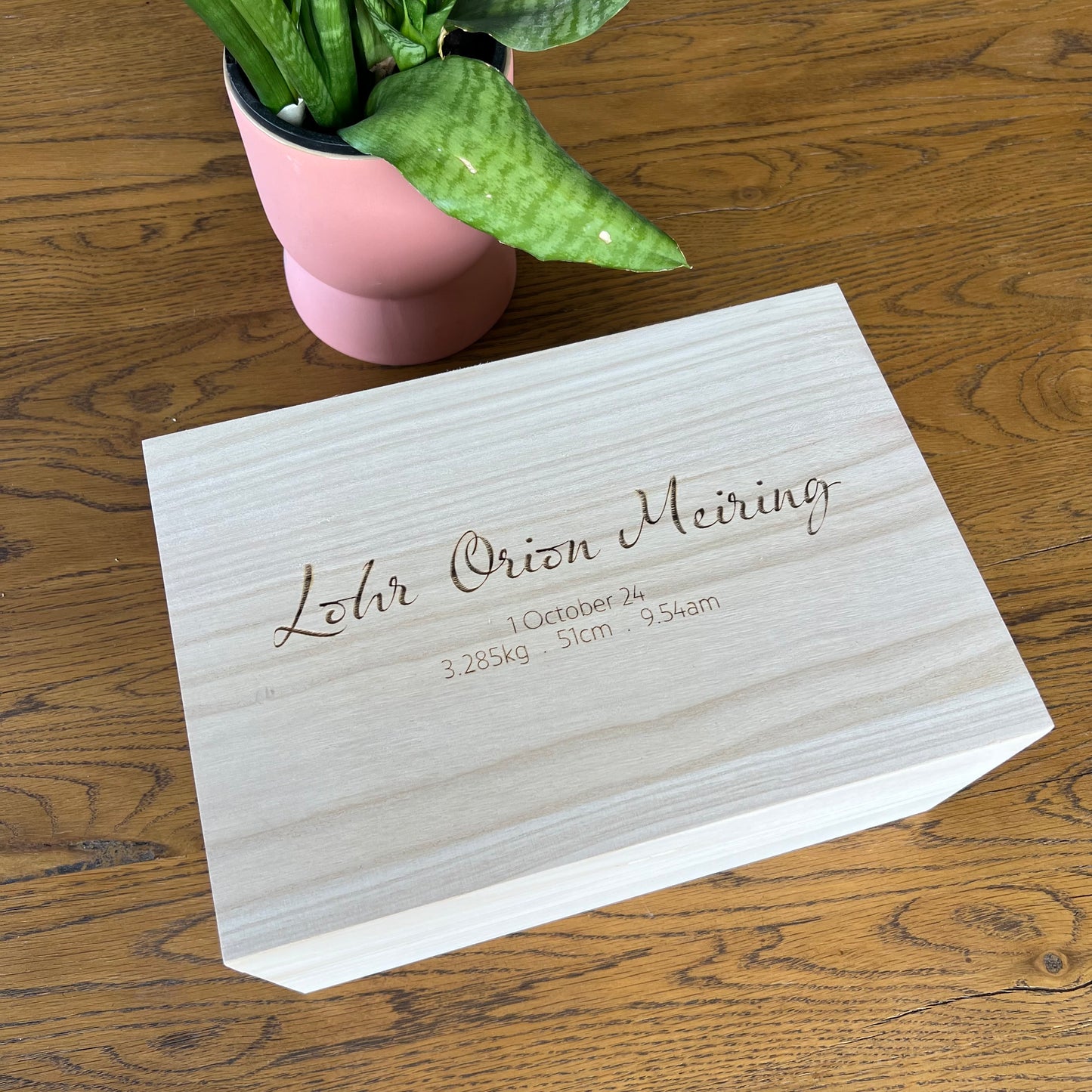 The Talia birth details keepsake box