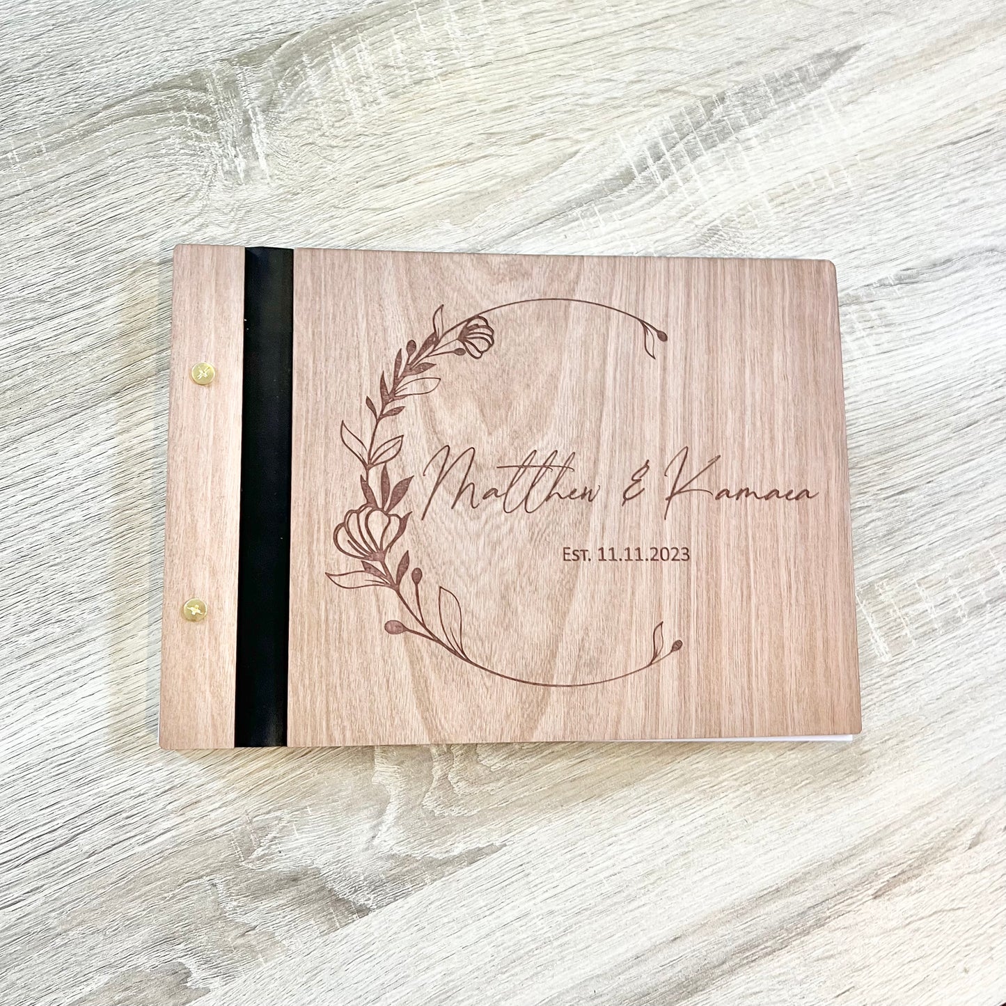 Floral crescent guest book