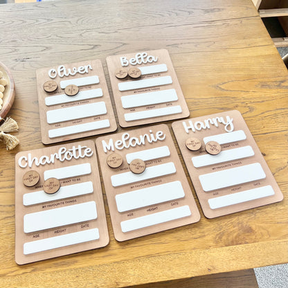 The Olivia - personalised first day board