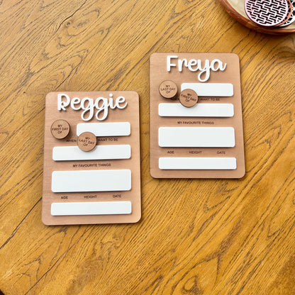 The Olivia - personalised first day board