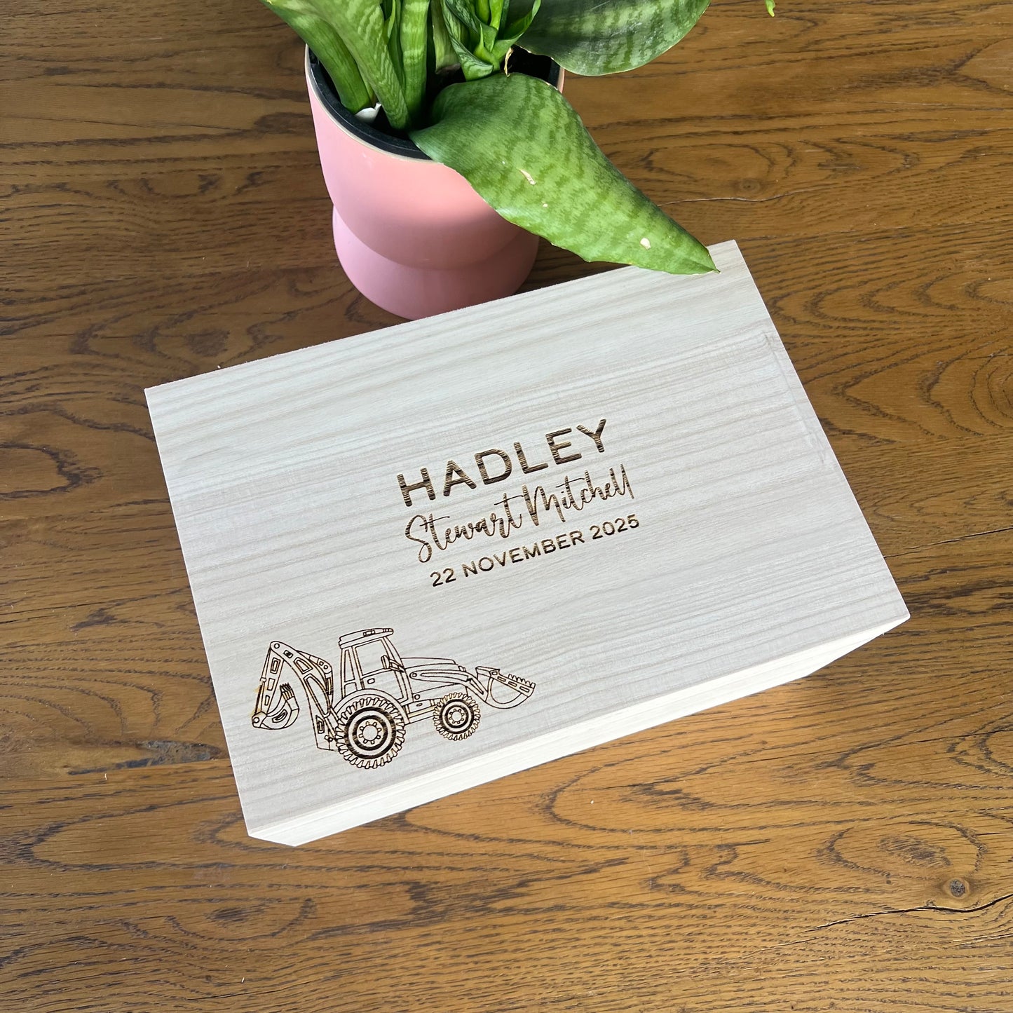 The Excavator birth details keepsake box