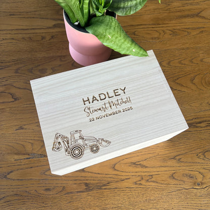 The Excavator birth details keepsake box