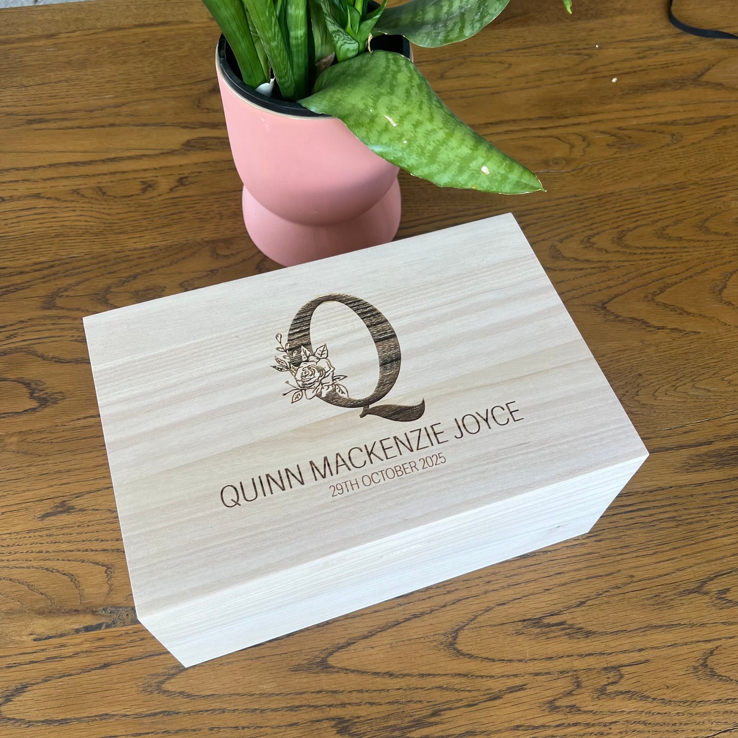 Monogram birth details keepsake box