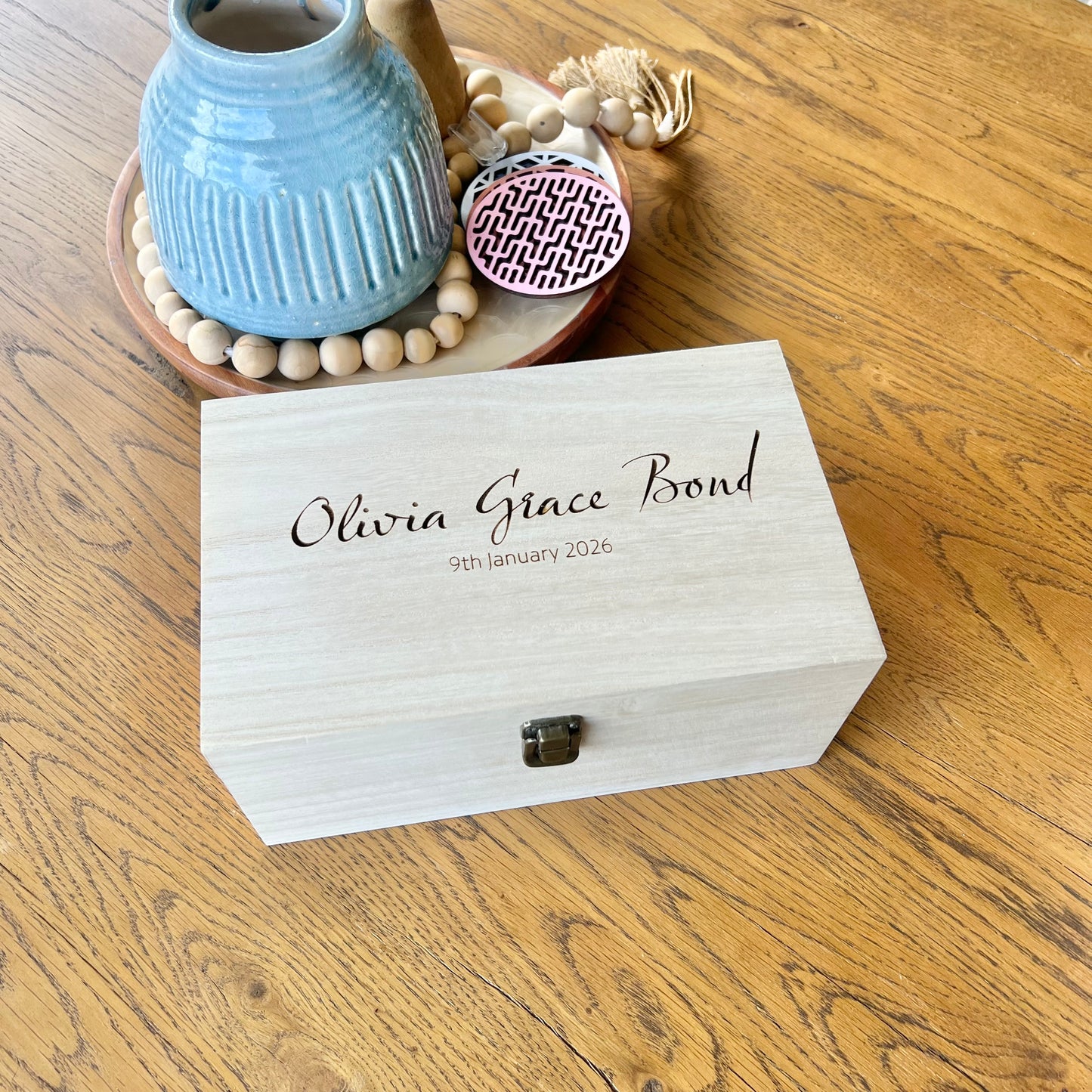 The Talia birth details keepsake box