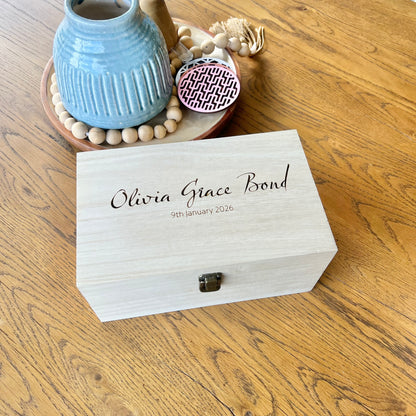 The Talia birth details keepsake box