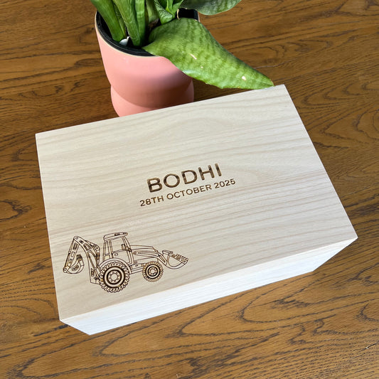 The Excavator birth details keepsake box