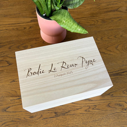 The Talia birth details keepsake box