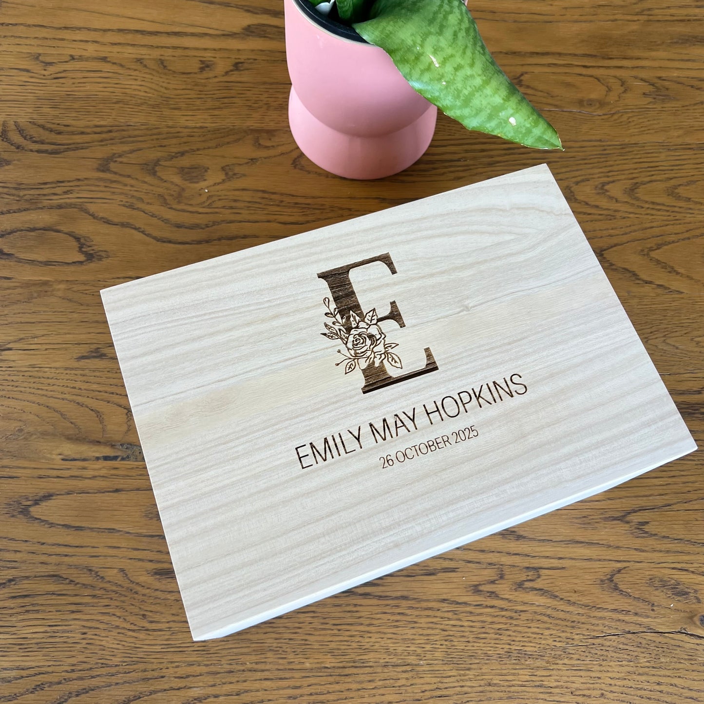 Monogram birth details keepsake box