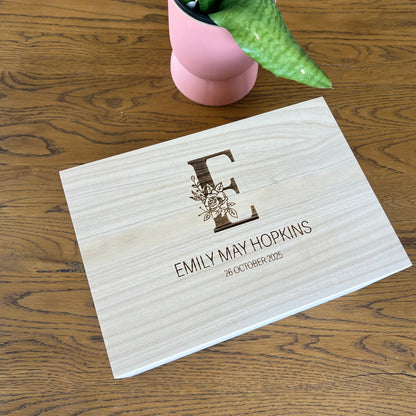 Monogram birth details keepsake box