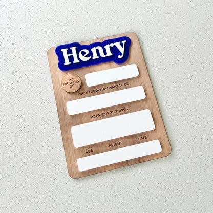 The Harper | Personalised First & Last Day Board