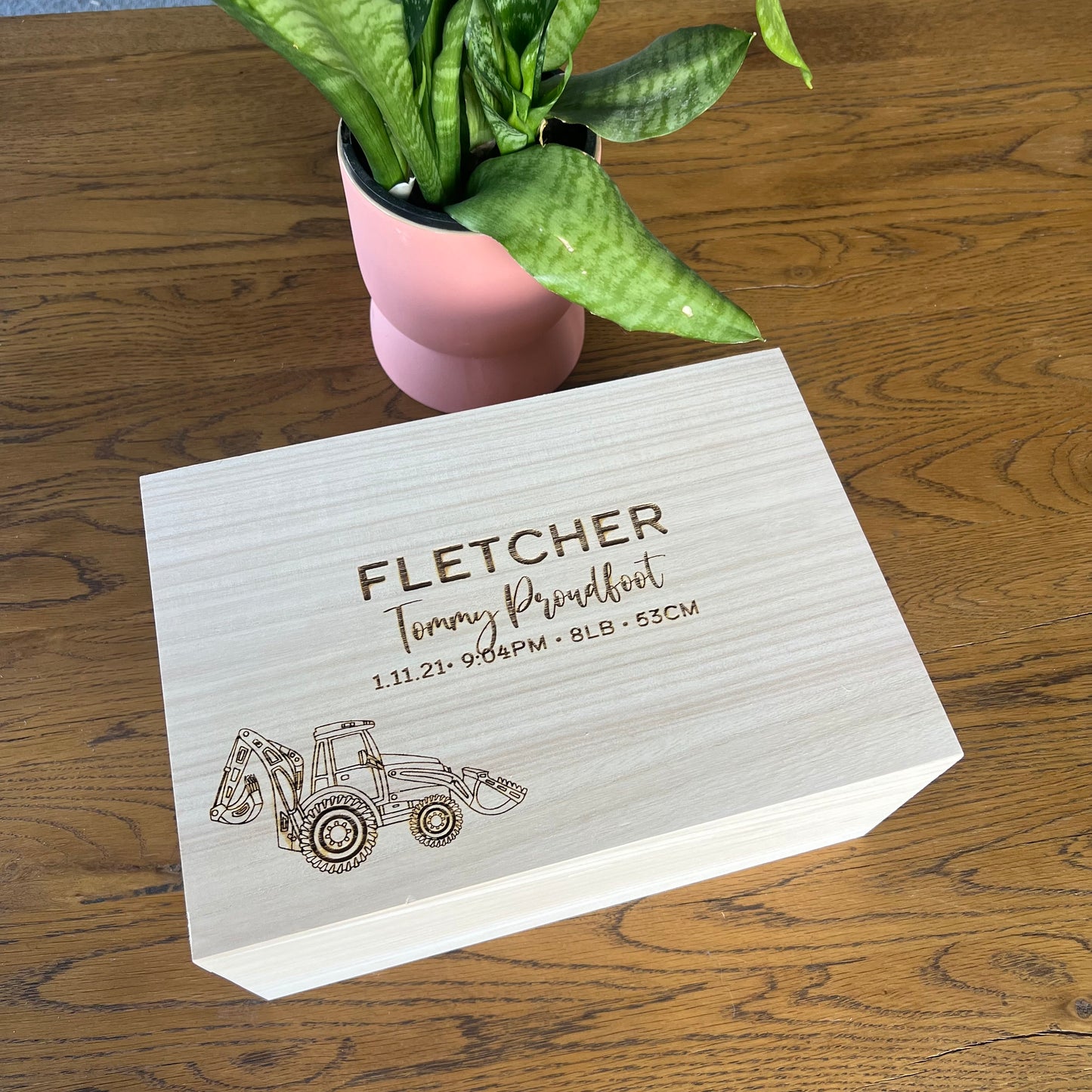 The Excavator birth details keepsake box