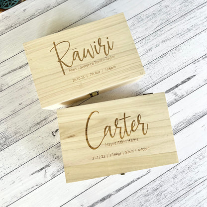 The Huxley birth details keepsake box
