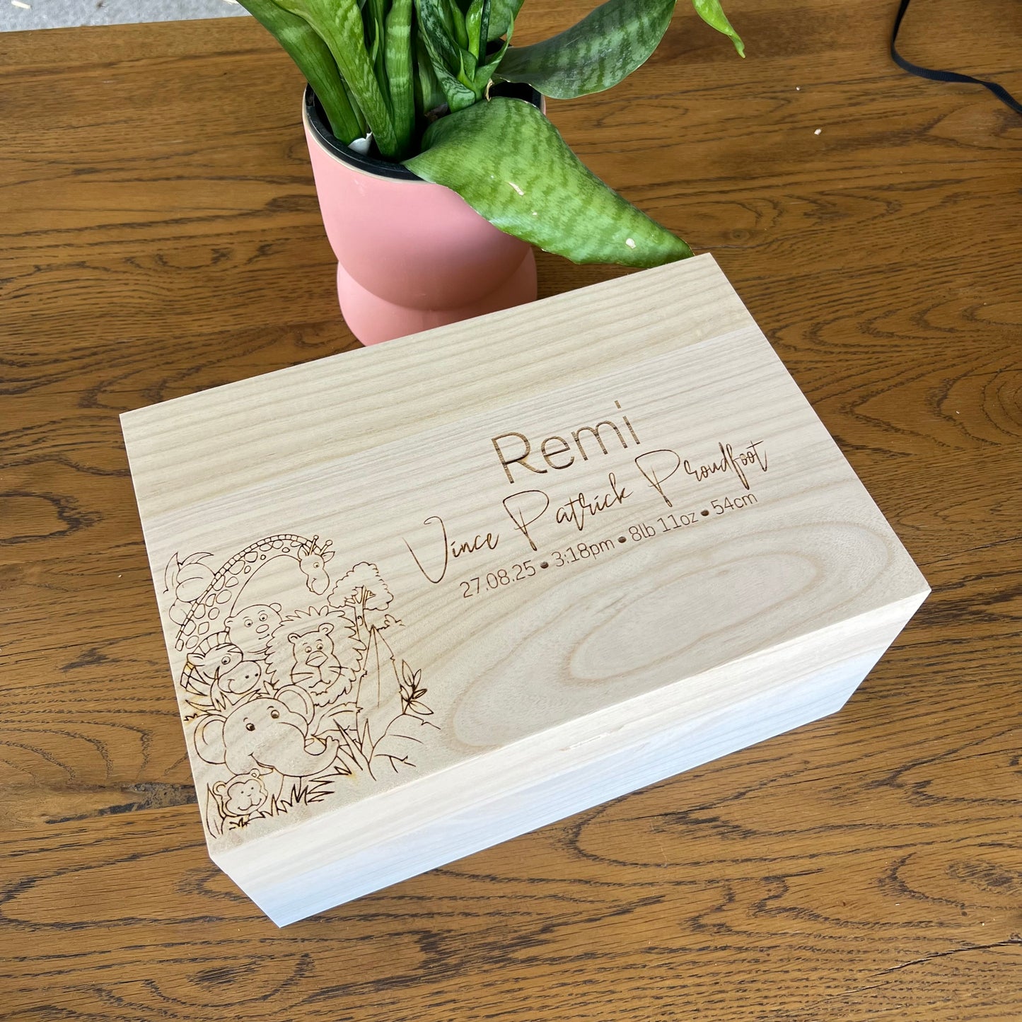 The Jungle birth details keepsake box