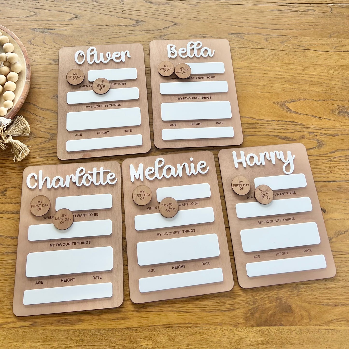 The Olivia - personalised first day board