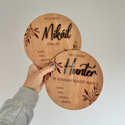 Birth announcement with acrylic name