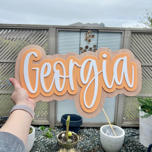 The Georgia Name Plaque triple layer