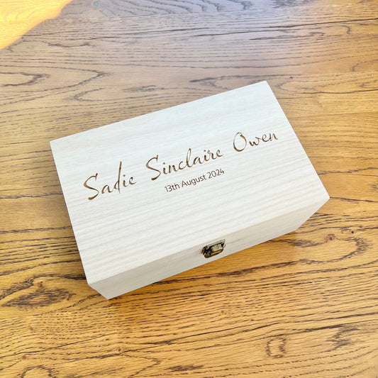 The Talia birth details keepsake box