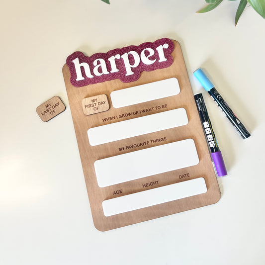 The Harper - personalised first day board