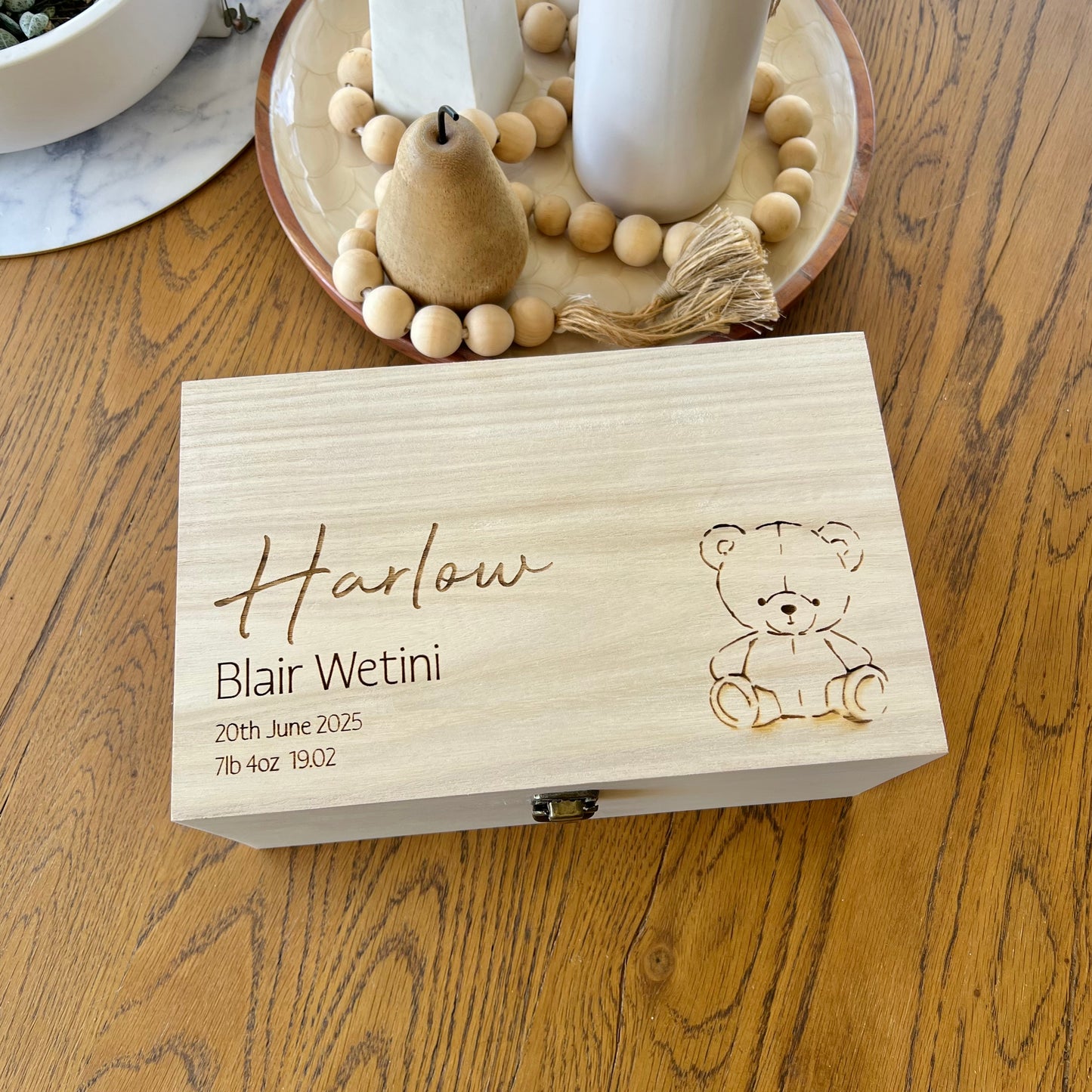 The Alex birth details keepsake box