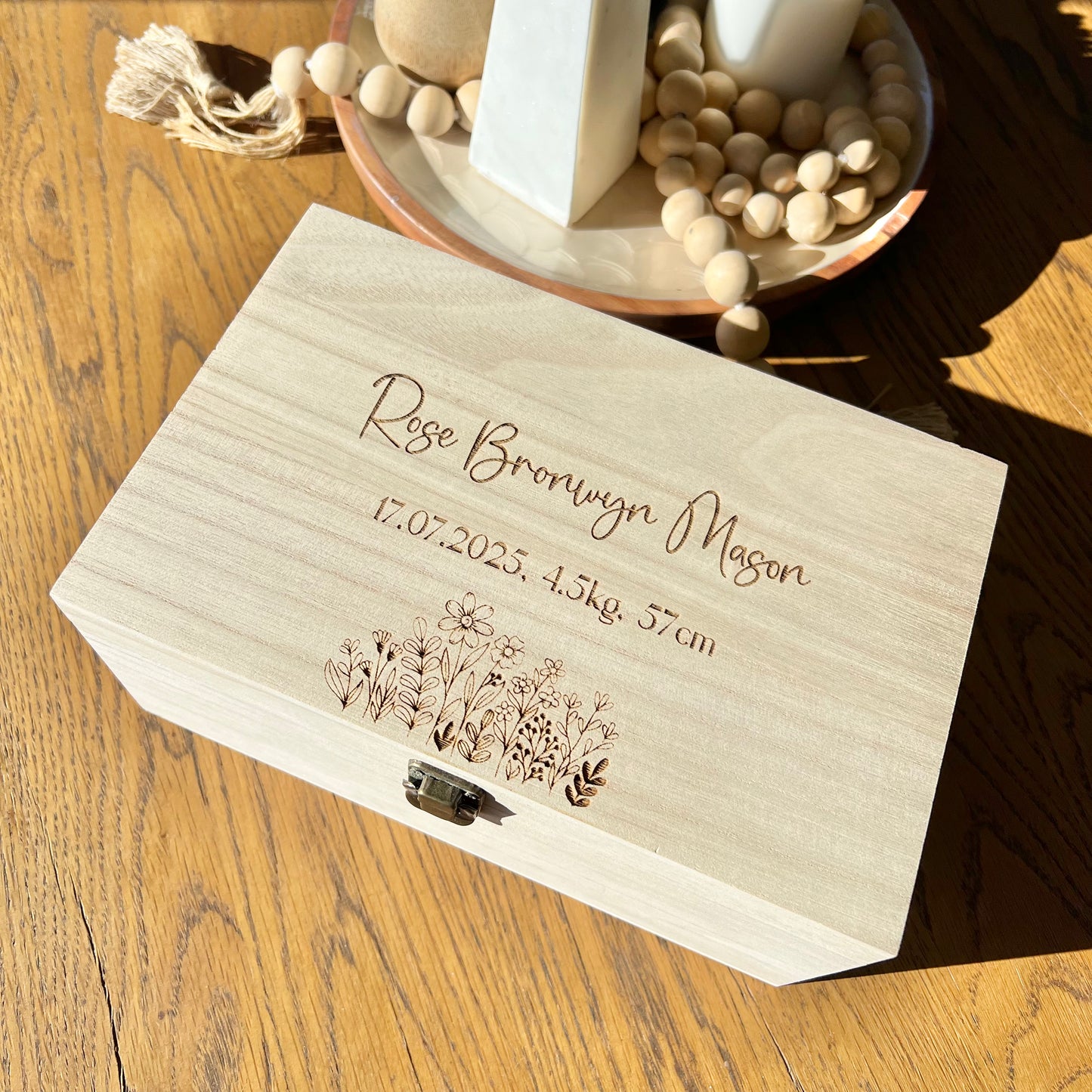 The Tiana birth details keepsake box