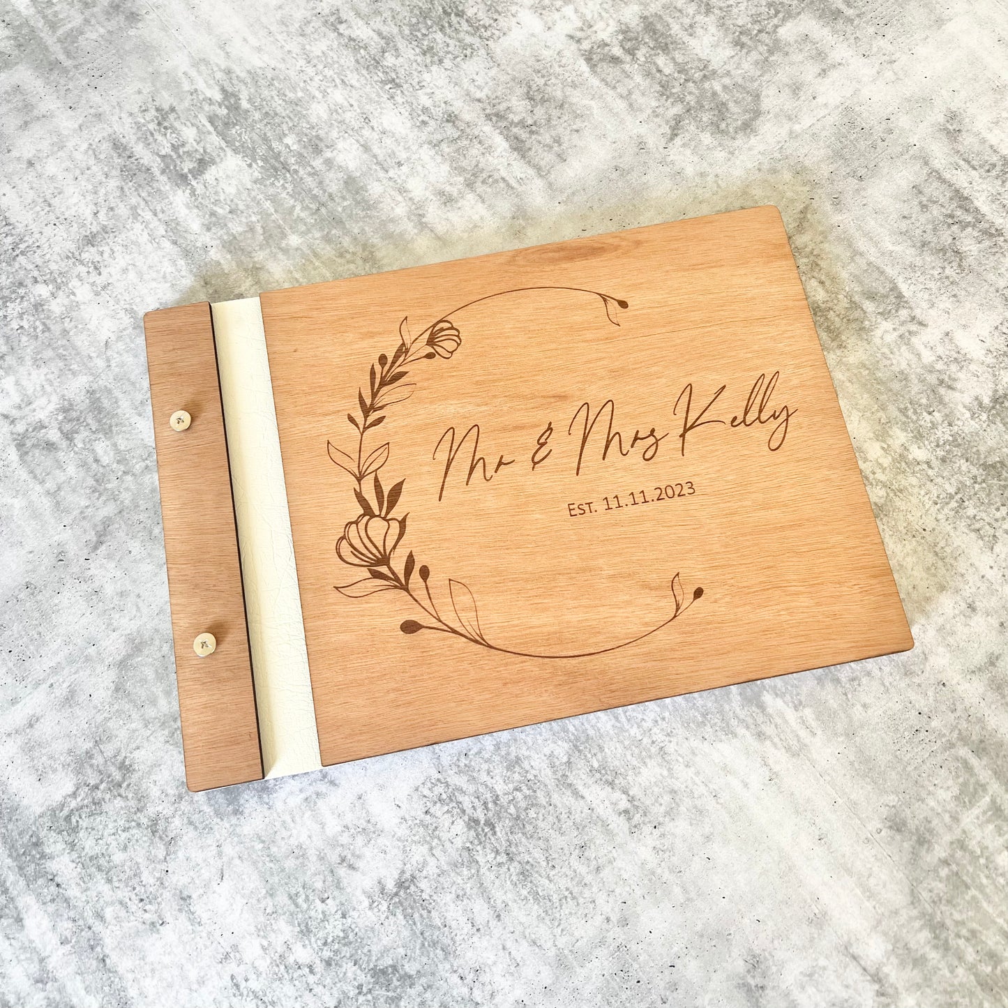 Floral crescent guest book