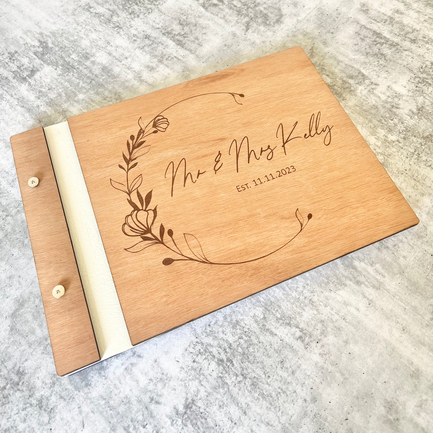 Floral crescent guest book