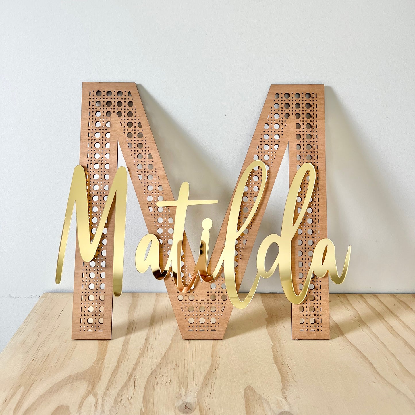 Rattan Letter Name plaque