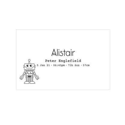 The Robot birth details keepsake box