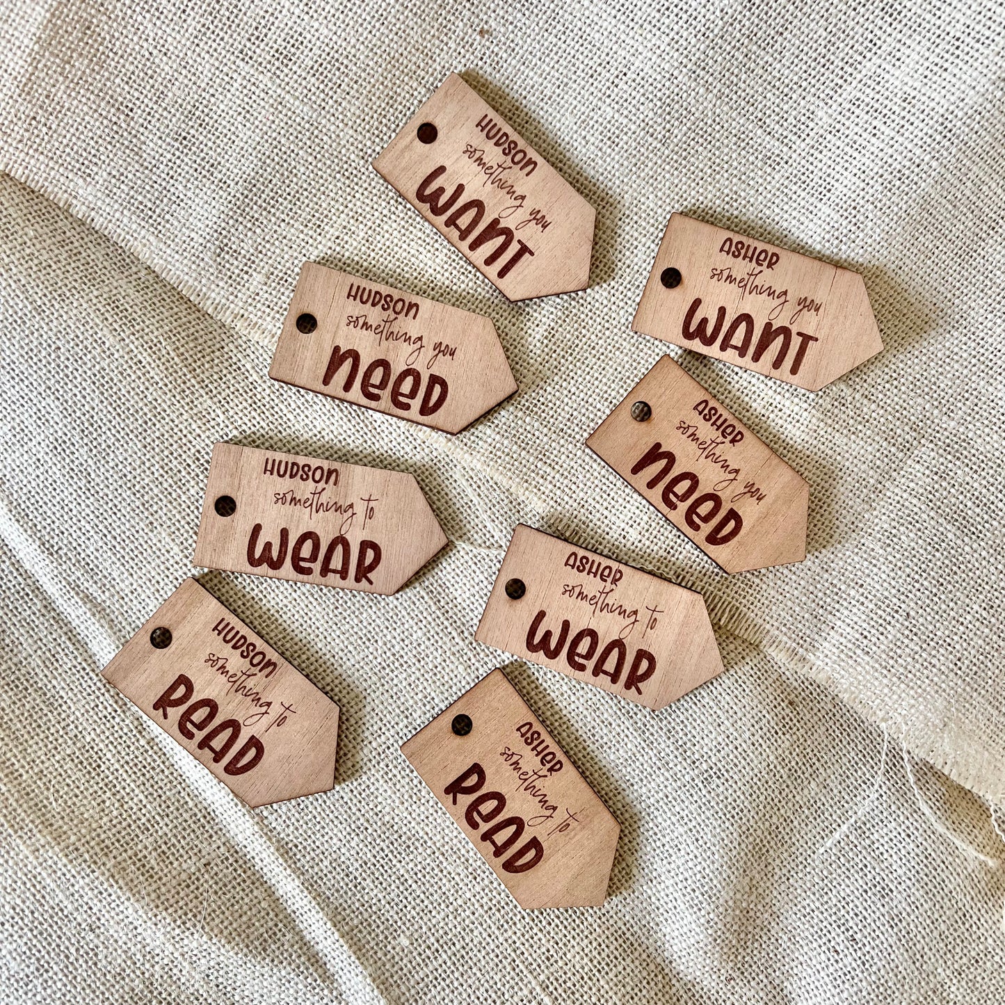 Want, need, wear, read tags - Personalised