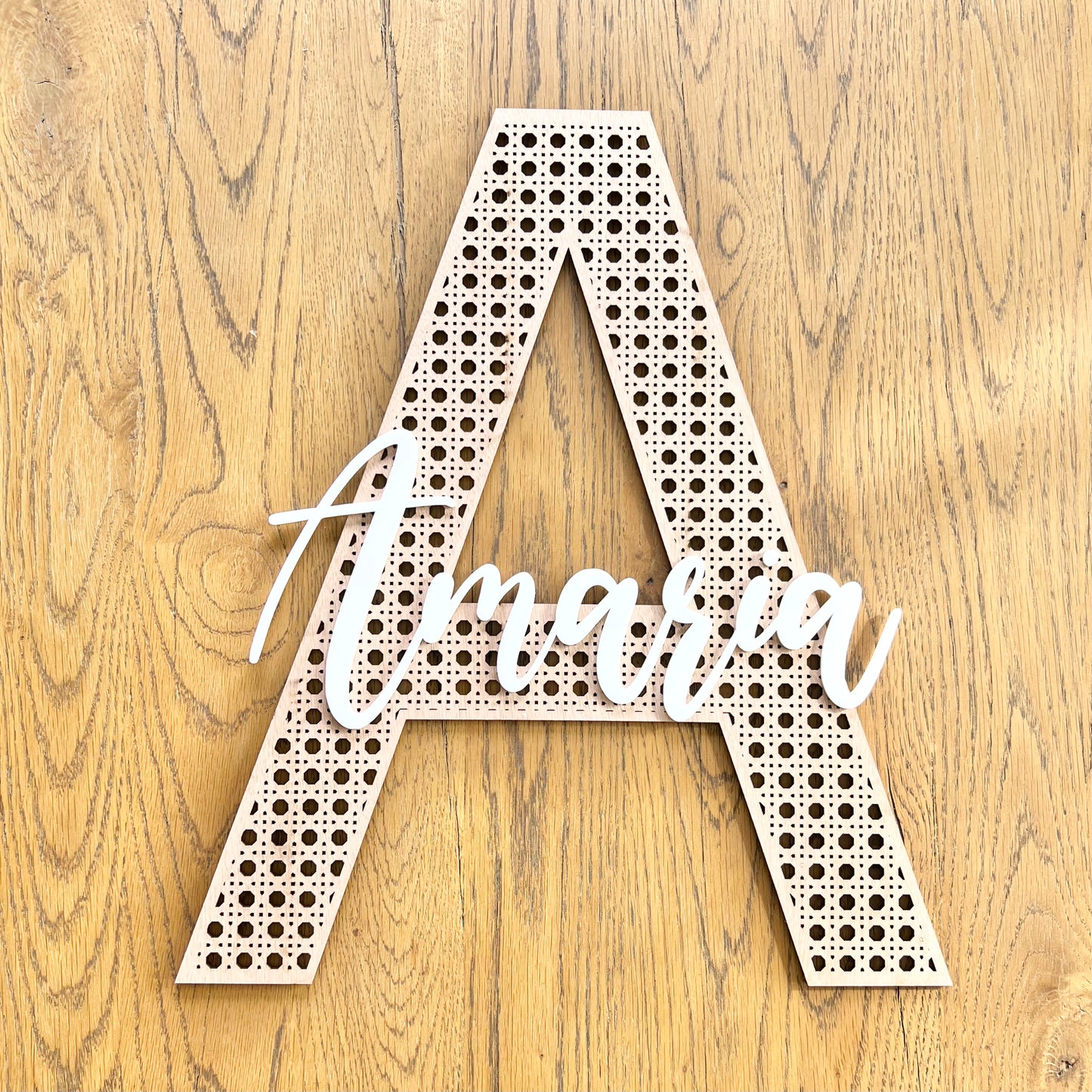 Rattan Letter Name plaque