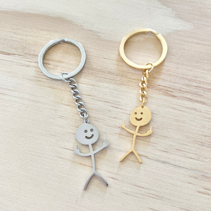 Stick man middle finger keyring