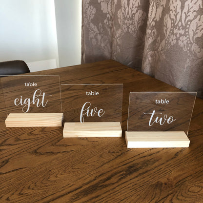 Clear Acrylic Table Number - Rectangle - Younique Collective