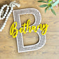 Letter rattan name plaque in wood with acrylic