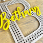 Letter rattan name plaque in wood with acrylic