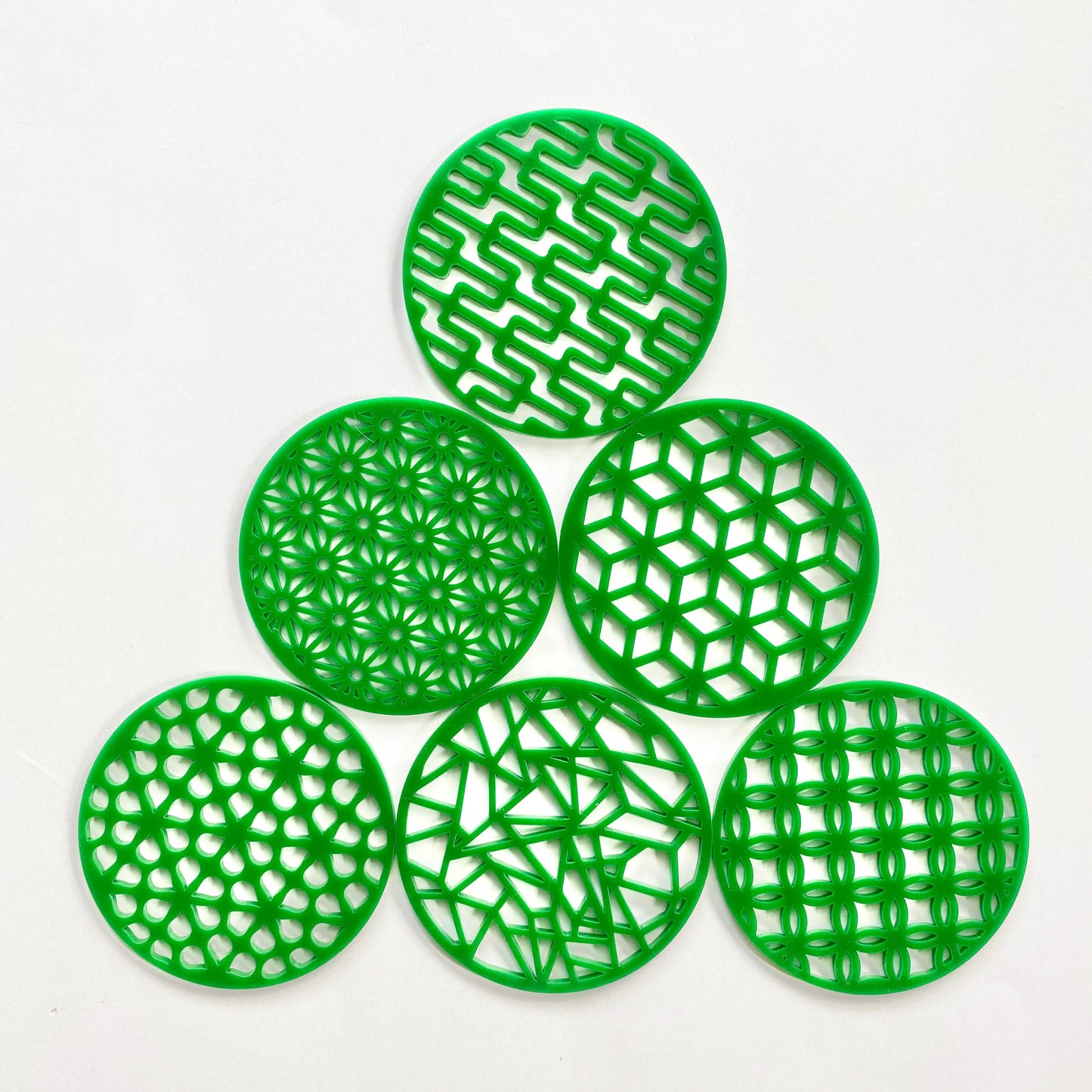 Green acrylic coaster set