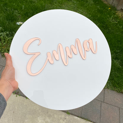 Round name plaque in acrylic 200mm - Younique Collective