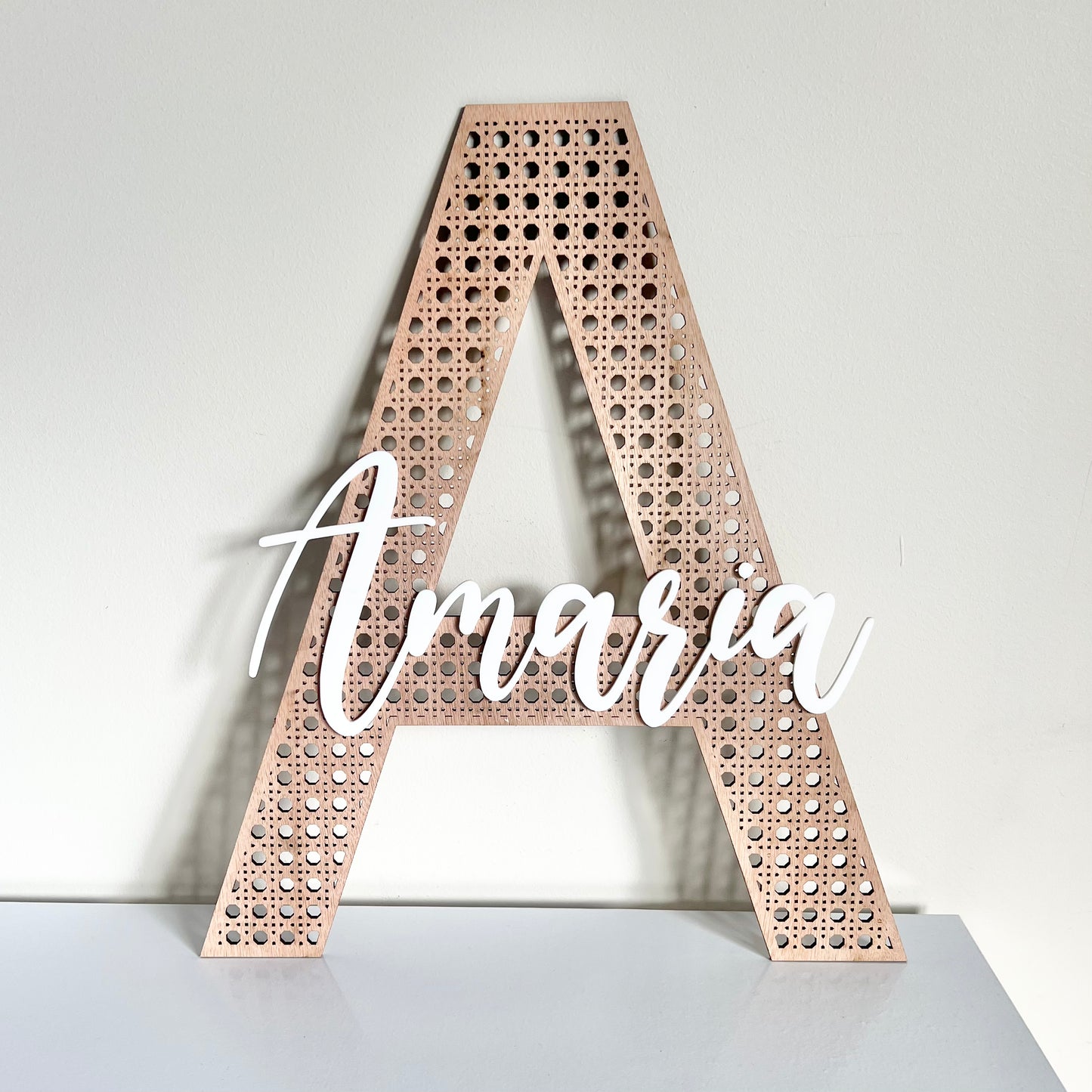 Rattan Letter Name plaque