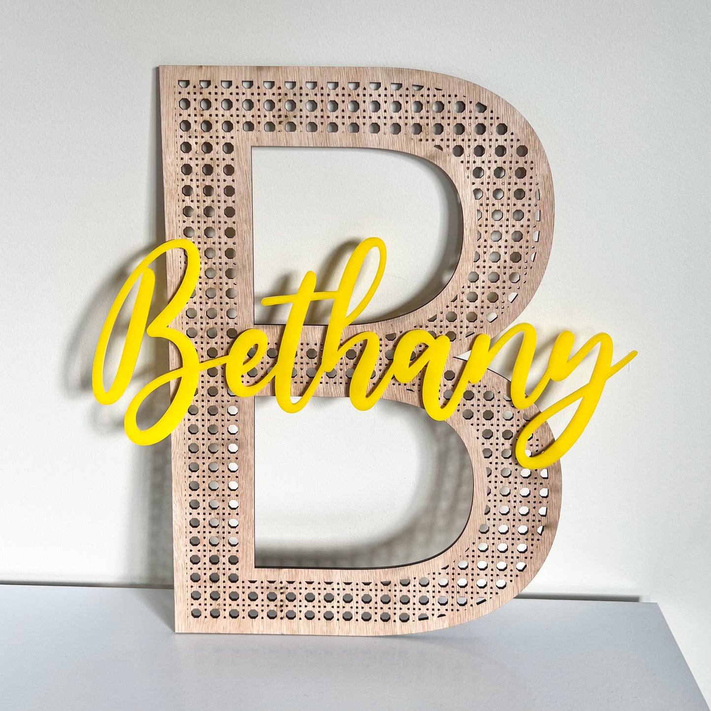 Rattan Letter Name plaque