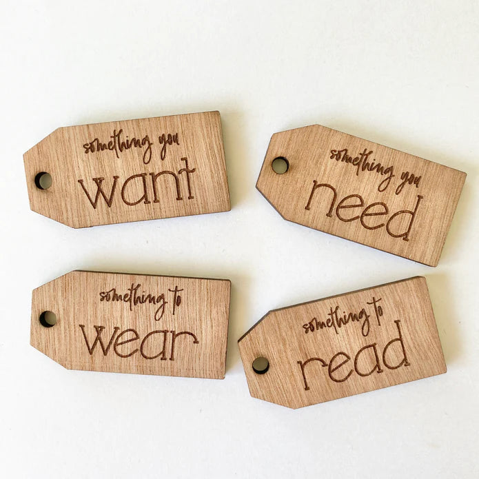 Want, need, wear, read tags- personalised
