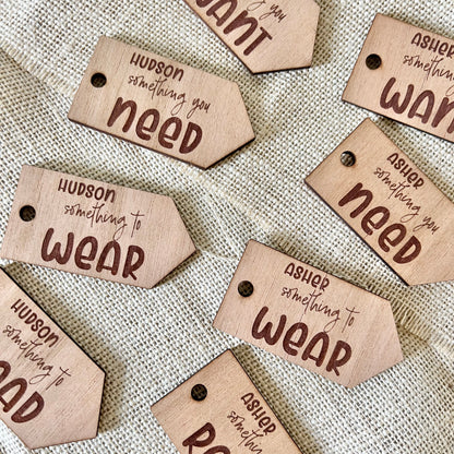 Want, need, wear, read tags - Personalised