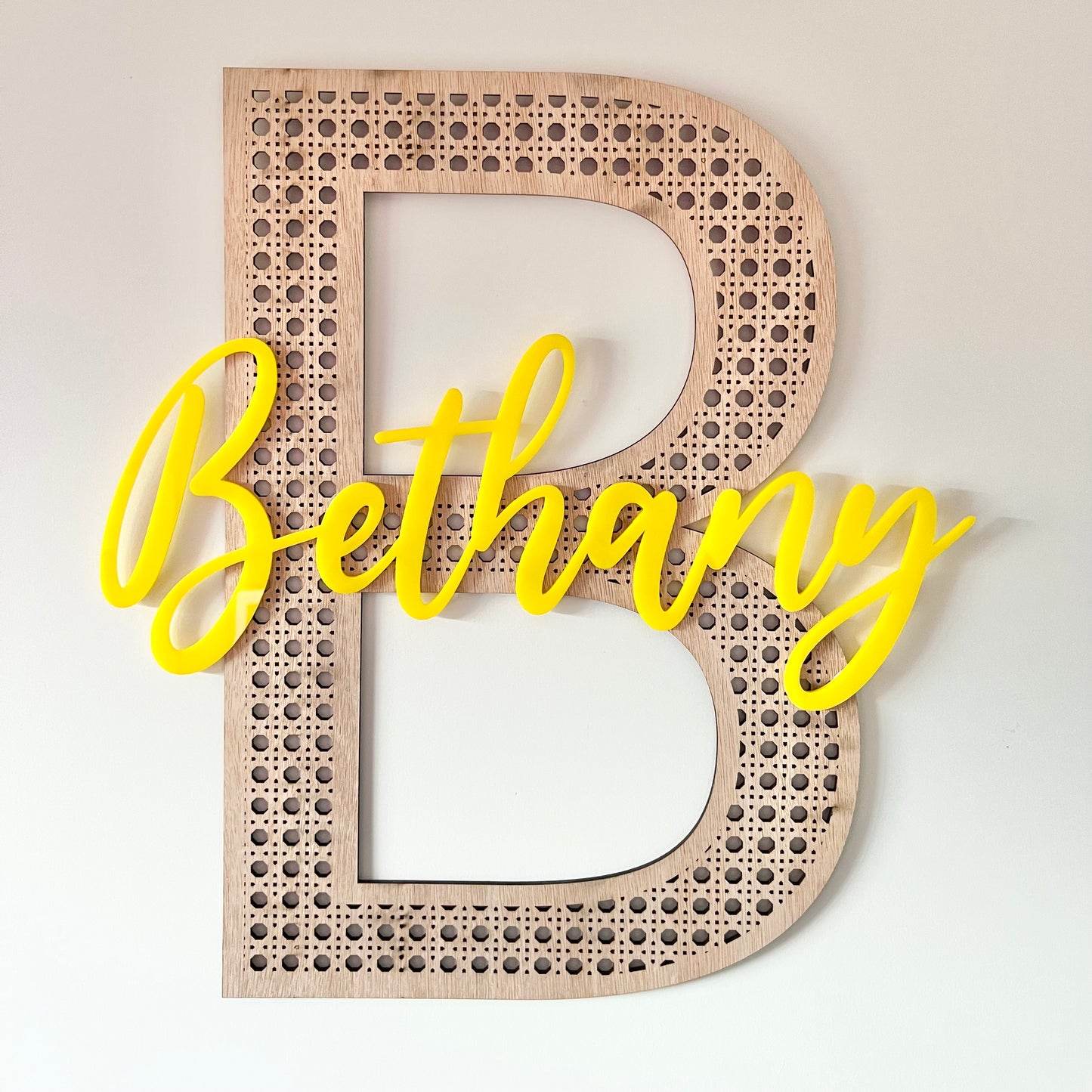 Rattan Letter Name plaque