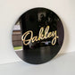 Round name plaque in acrylic 600mm