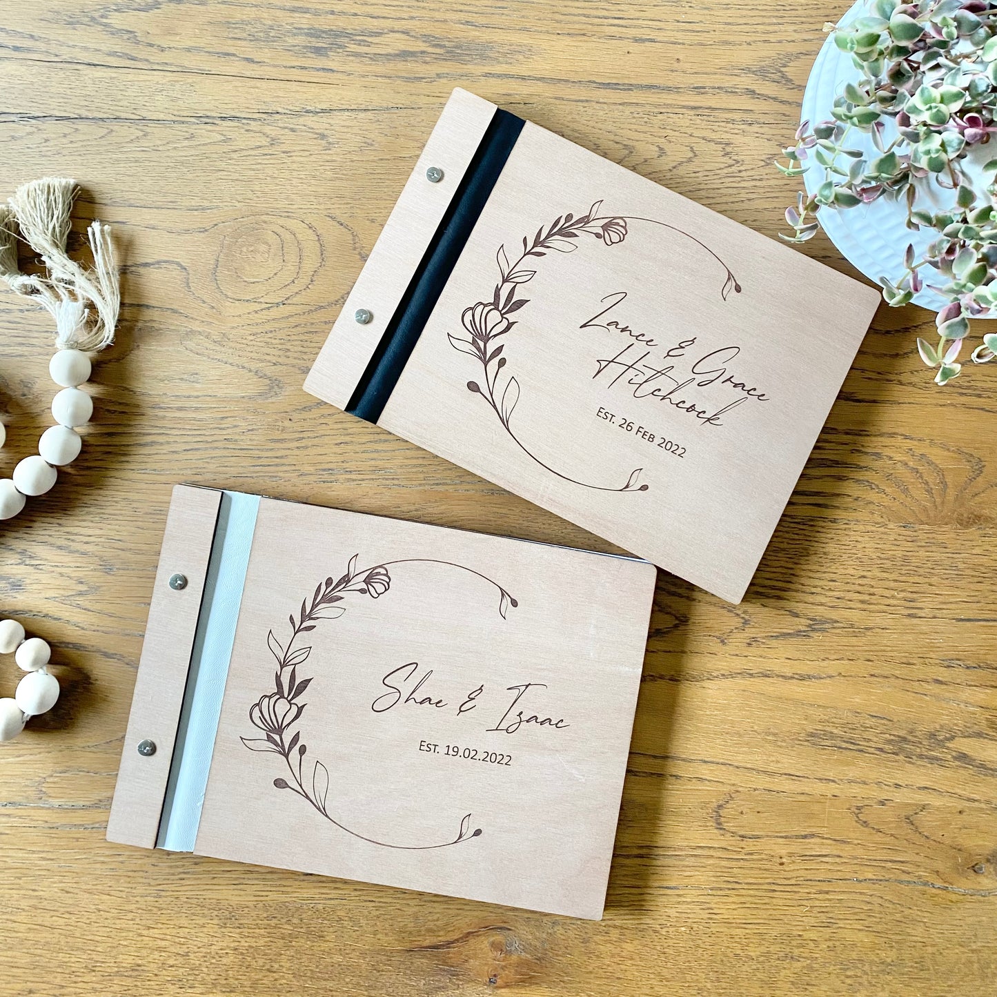 Floral crescent guest book