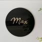 Round name plaque in acrylic 600mm